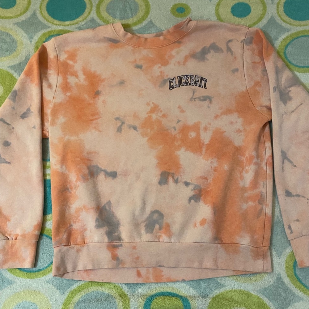 Clickbait Pink Tie Dye Large Unisex Pullover Sweatshirt